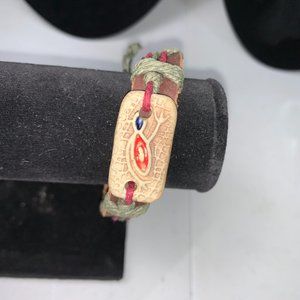 12" Long Leather Bracelet with Frog focal bead